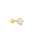Gold Sparkle Round Barbell Single Earring