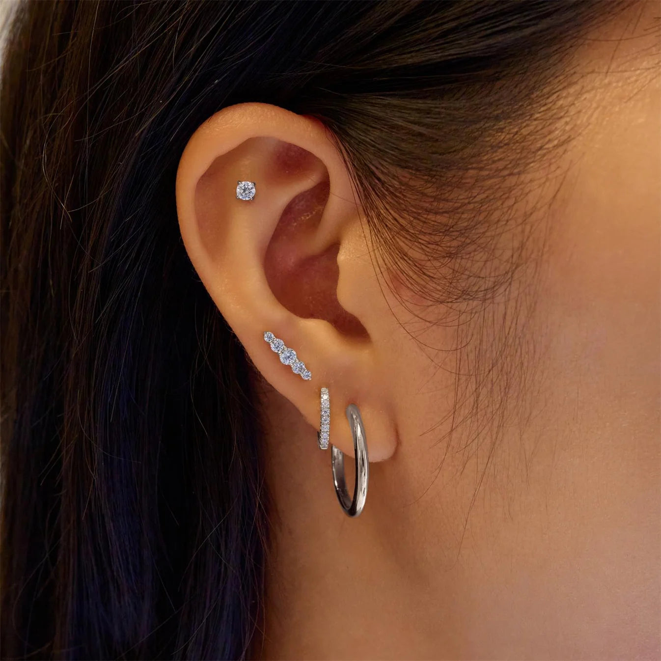 Silver Bar Barbell Single Earring
