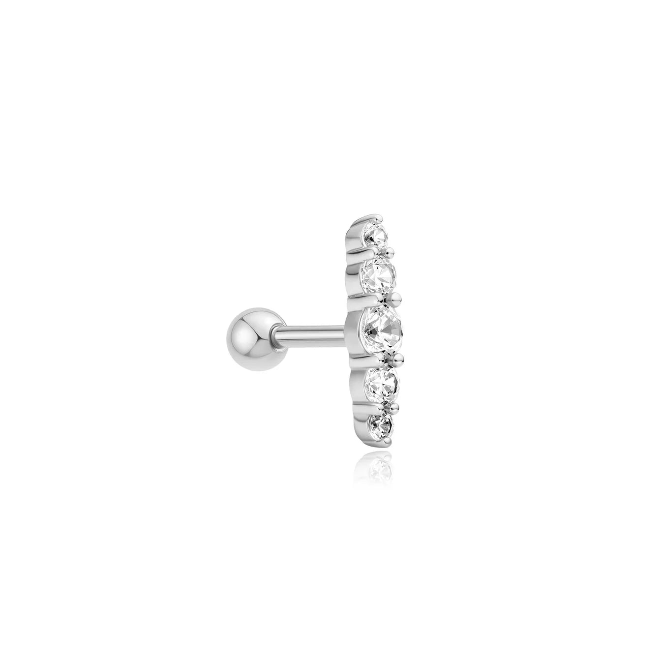 Silver Bar Barbell Single Earring