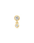 GOLD BEZEL DANGLE BARBELL SINGLE EARRING