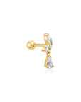 Gold Marquise Dangle Barbell Single Earring