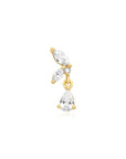Gold Marquise Dangle Barbell Single Earring