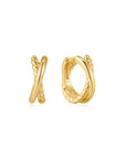 Gold Entwined Dual Huggie Hoop Earrings