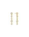 Gold Molten Cascade Bezel-Set Drop Stud Earrings