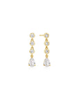 Gold Molten Cascade Bezel-Set Teardrop Stud Earrings