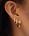 GOLD QUINTET SPARKLE HUGGIE HOOP EARRINGS