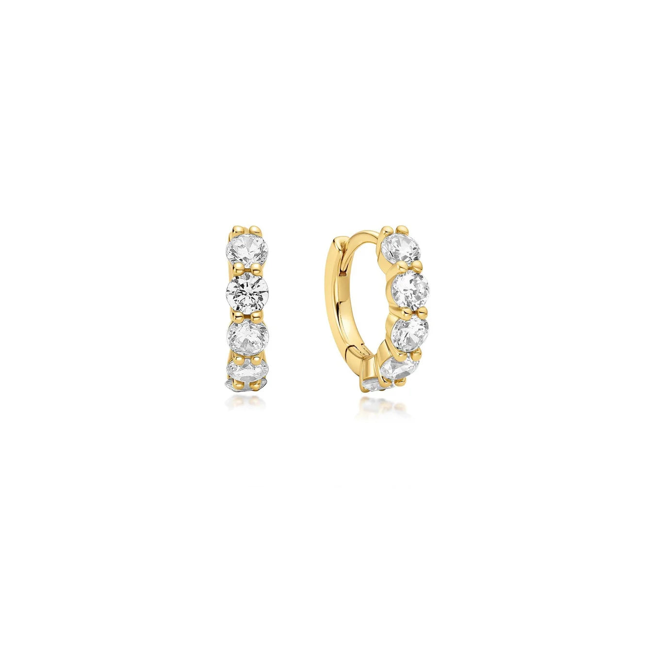 GOLD QUINTET SPARKLE HUGGIE HOOP EARRINGS