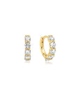 GOLD QUINTET SPARKLE HUGGIE HOOP EARRINGS
