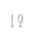 Silver Dangling Sparkle Huggie Hoop Earrings