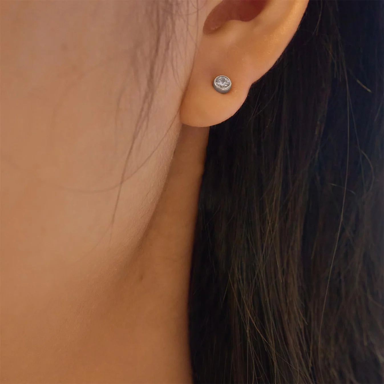 SILVER CASCADE STATION DROP STUD EARRINGS