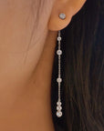 SILVER CASCADE STATION DROP STUD EARRINGS