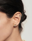 Gold Bezel Organic Pebble & Round Stud Earrings