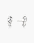 Silver Bezel Organic Pebble & Round Stud Earrings