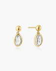 Gold Bezel Organic Pebble Dangle Stud Earrings