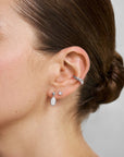Silver Bezel Organic Pebble Dangle Stud Earrings