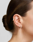Gold Bezel Organic Pebble & Round Huggie Hoop Earrings