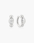 Silver Bezel Organic Pebble & Round Huggie Hoop Earrings