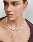 Gold Twist & Shell Pearl Necklace