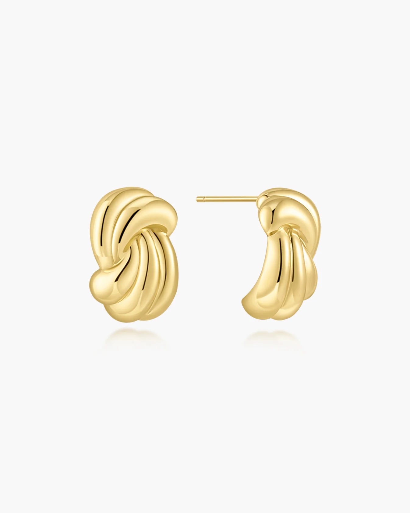 Gold Ripple Twist Stud Earrings