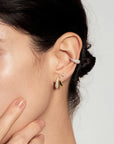 Gold Duet Stud Hoop Earrings