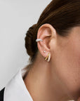 Gold Duet Stud Hoop Earrings