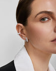 Silver Duet Stud Hoop Earrings