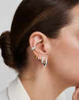Silver Pavé Dome Huggie Hoop Earrings