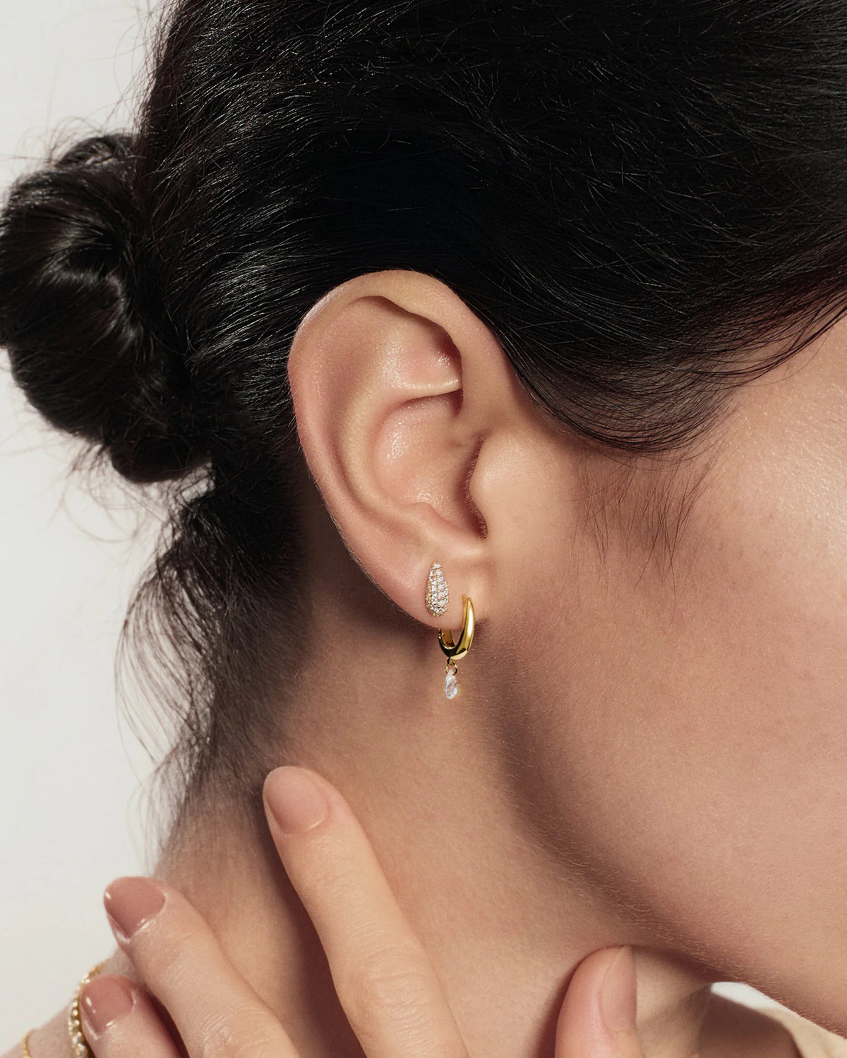 Gold Pavé Dome Stud Earrings