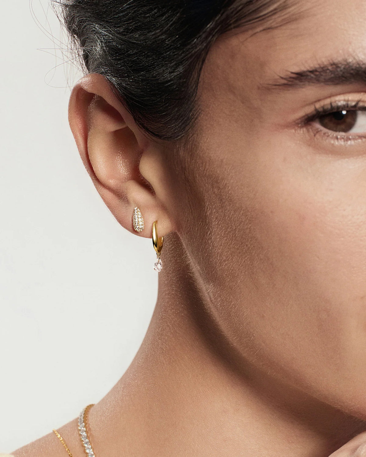 Gold Pavé Dome Stud Earrings