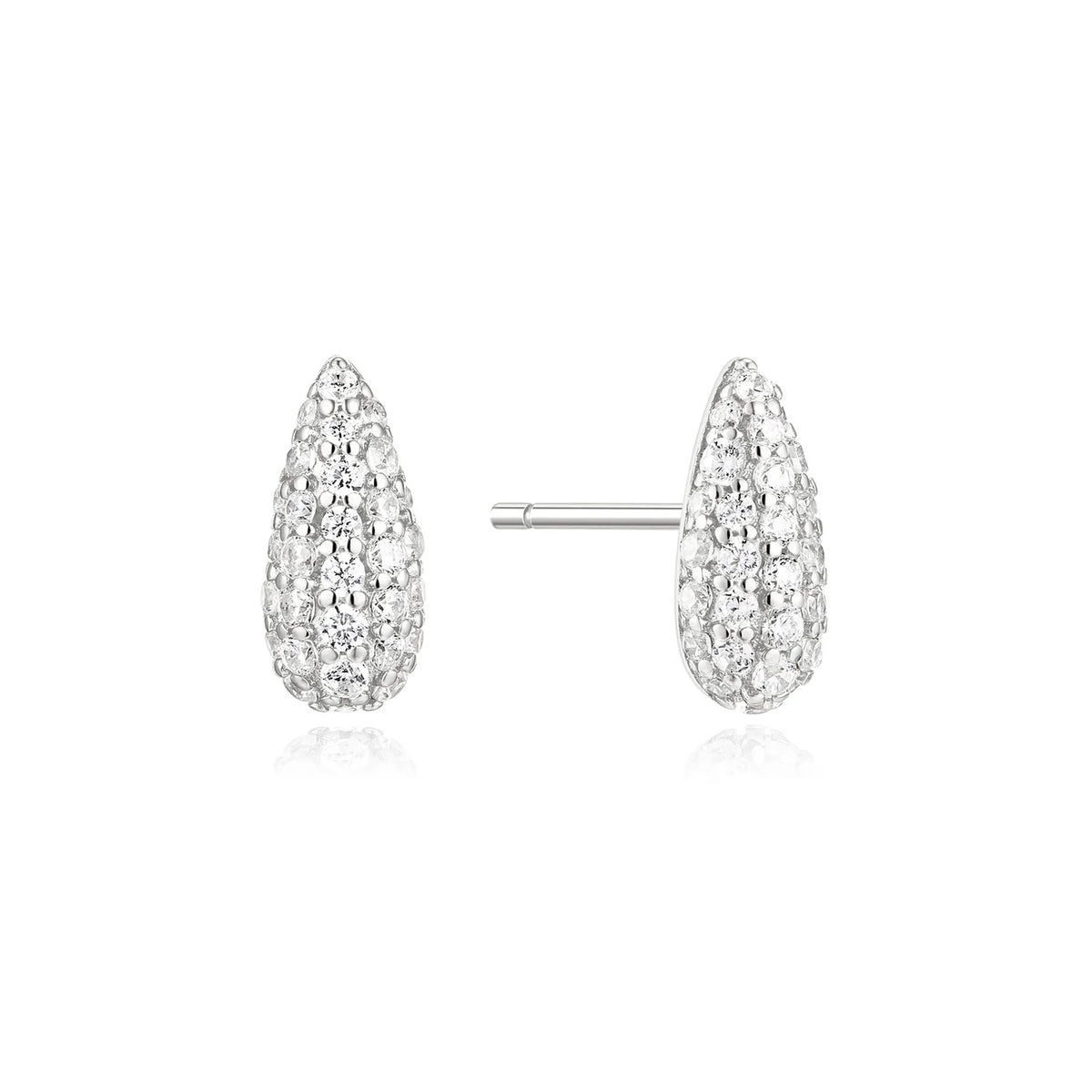 Silver Pavé Dome Stud Earrings