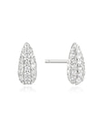 Silver Pavé Dome Stud Earrings