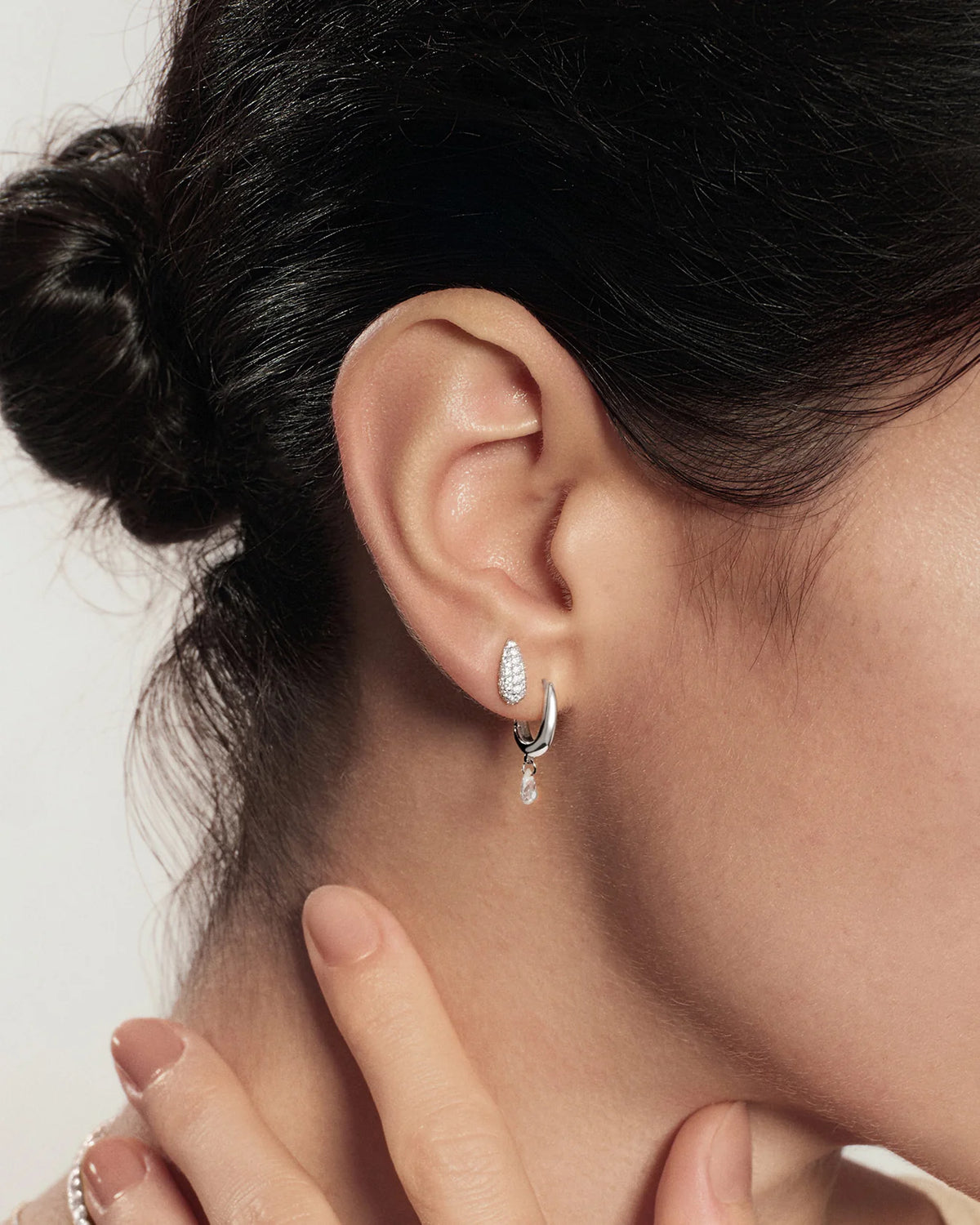 Silver Pavé Dome Stud Earrings