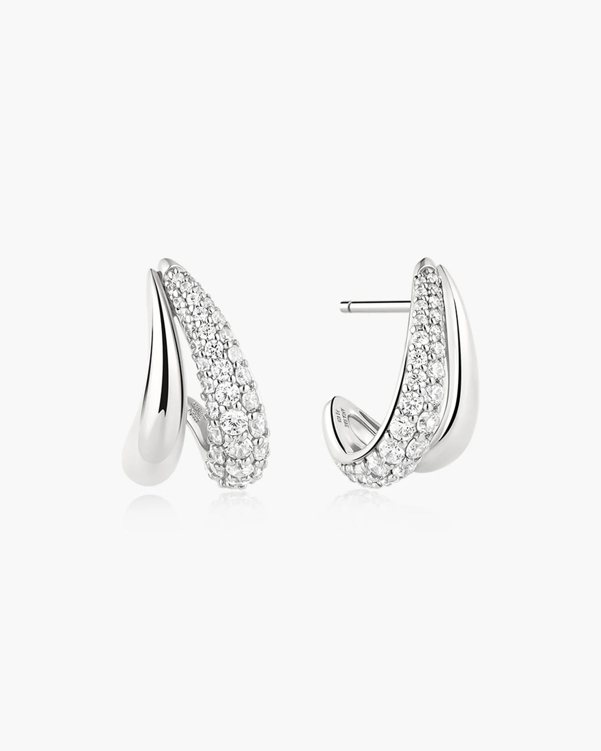 Silver Duet Stud Hoop Earrings