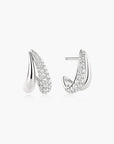 Silver Duet Stud Hoop Earrings