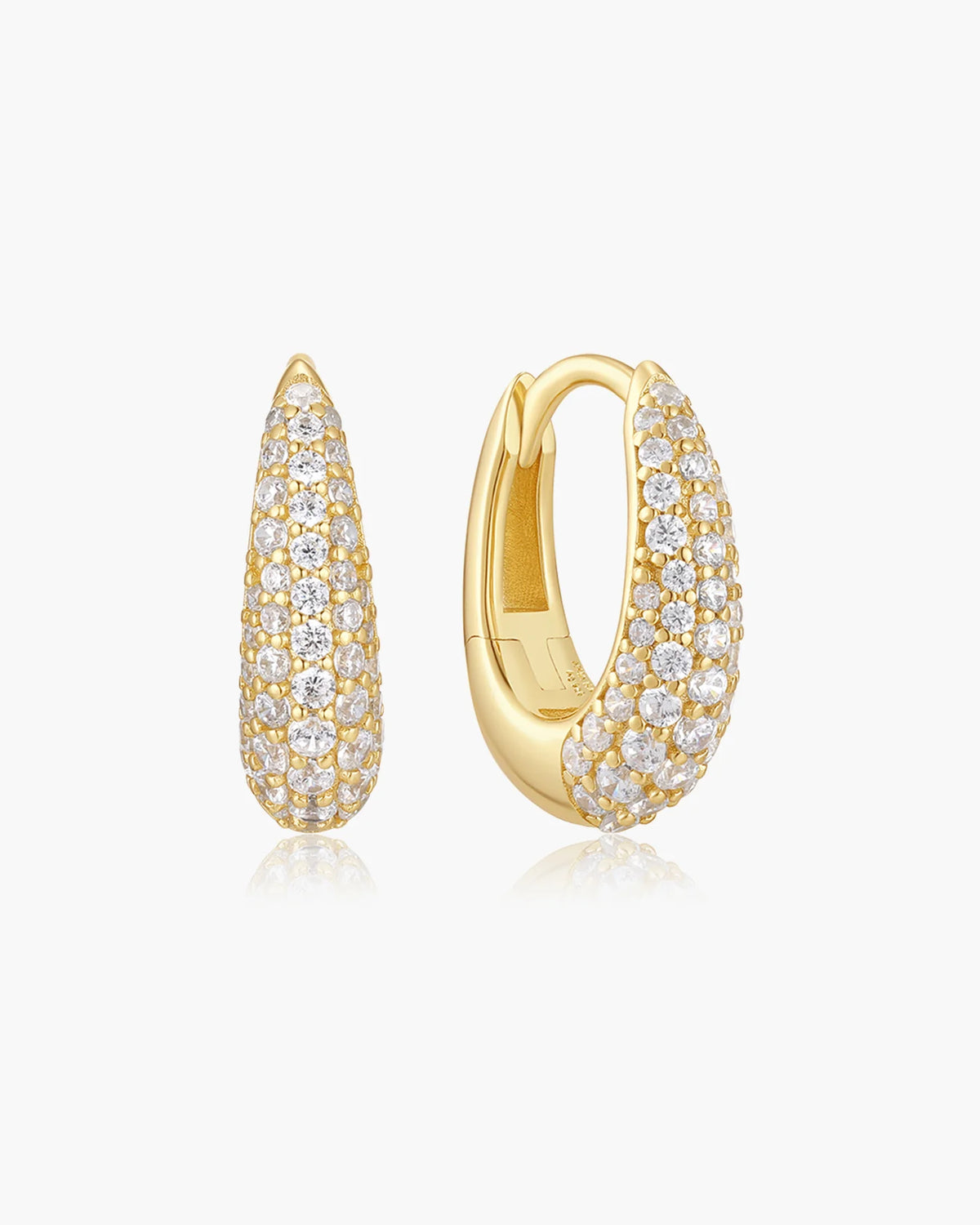 Gold Pavé Dome Huggie Hoop Earrings