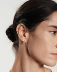 Gold Pavé Openwork Curved Stud Hoop Earrings