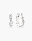 Silver Slim Pavé Wave Huggie Hoop Earrings