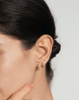 Gold Zig-Zag Pavé Huggie Hoop Earring