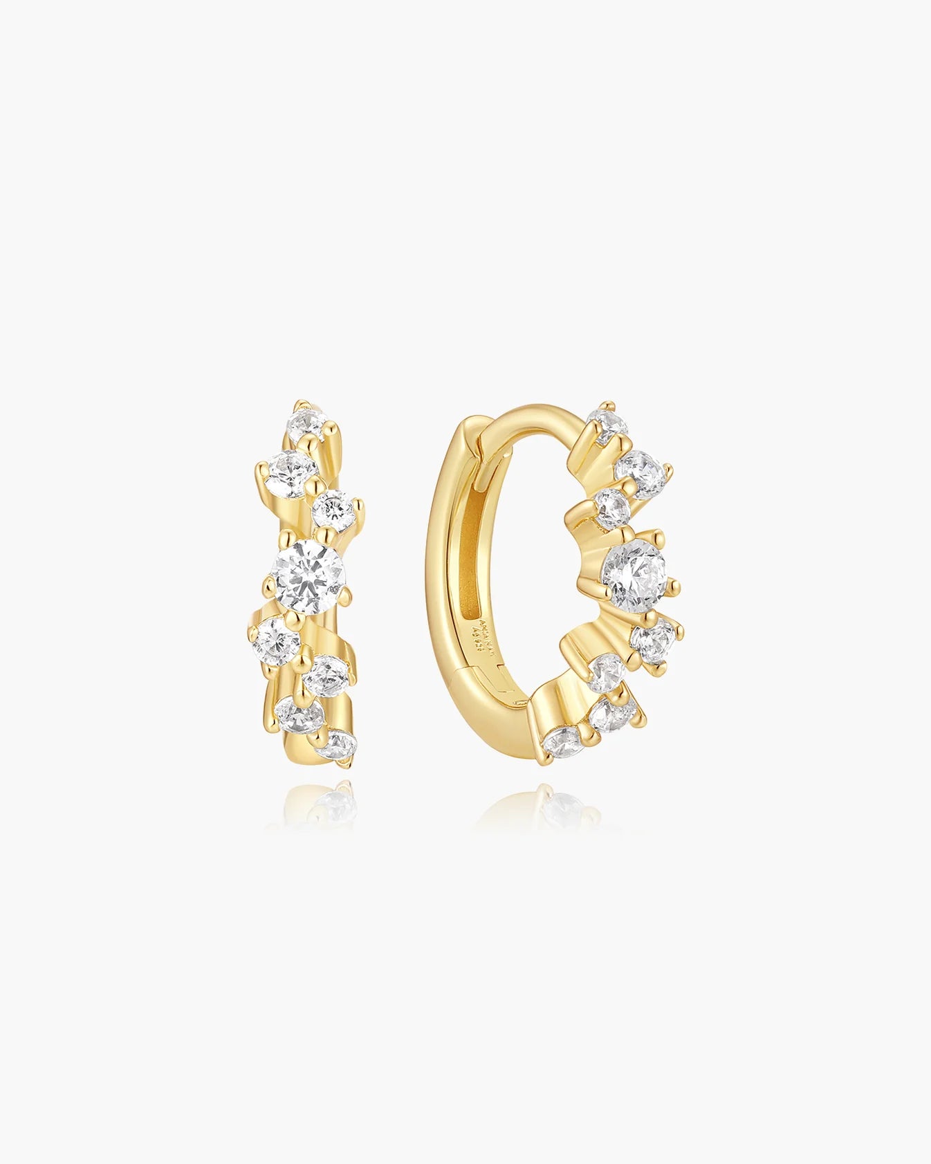 Gold Zig-Zag Pavé Huggie Hoop Earring