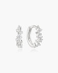 Silver Zig-Zag Pavé Huggie Hoop Earrings