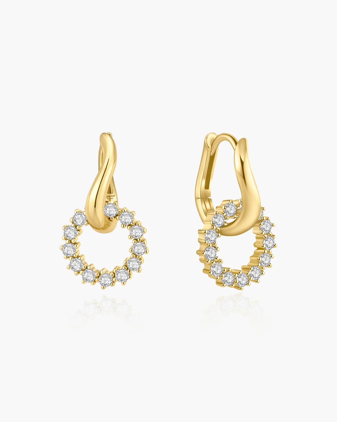 Gold Pavé Interlocked Huggie Hoop Earrings