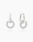 Silver Pavé Interlocked Huggie Hoop Earrings