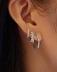 Silver Quintet Sparkle Huggie Hoop Earrings