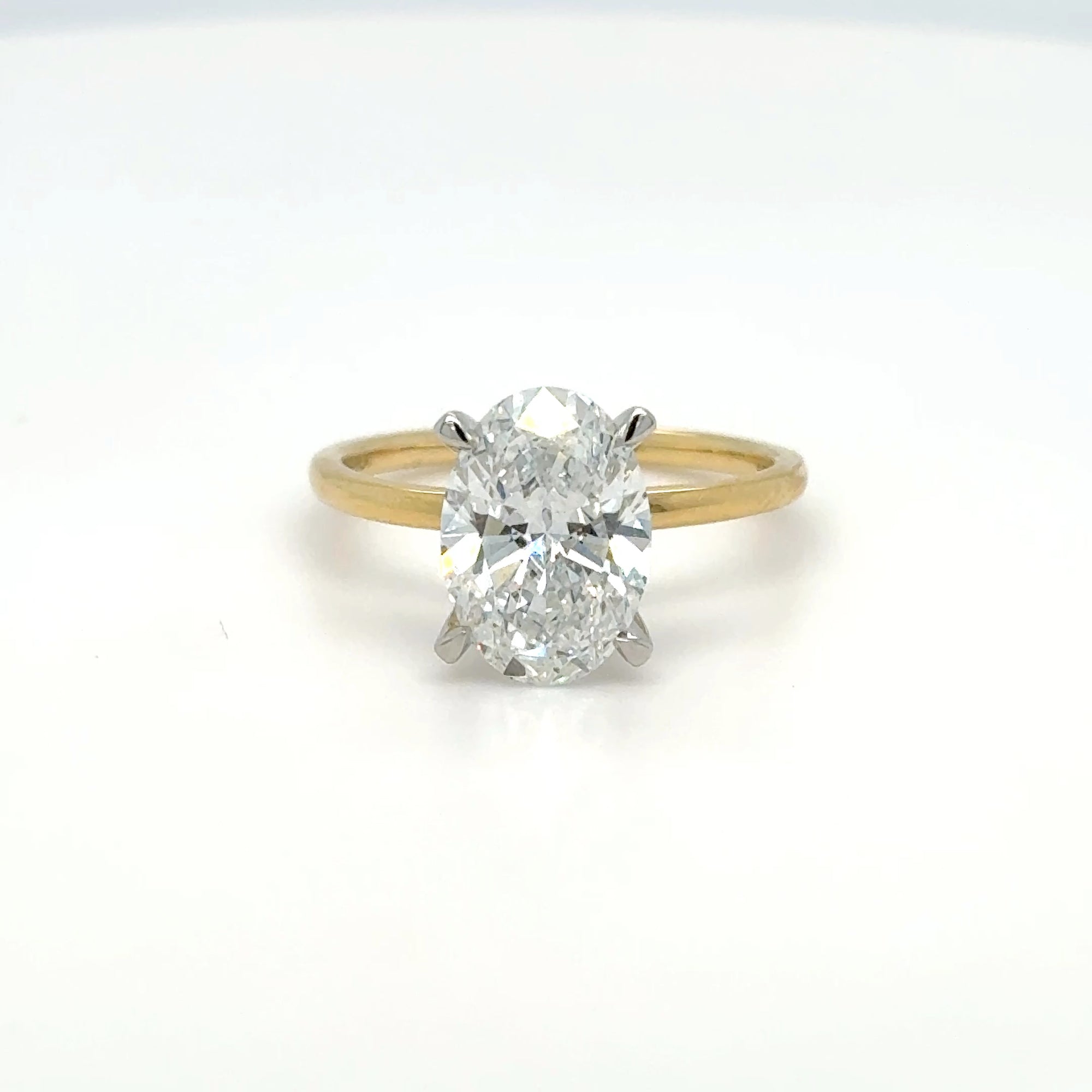 Lucy - 18ct Yellow Gold 2.64ct Oval Laboratory Grown Diamond Solitaire Ring with Hidden Halo