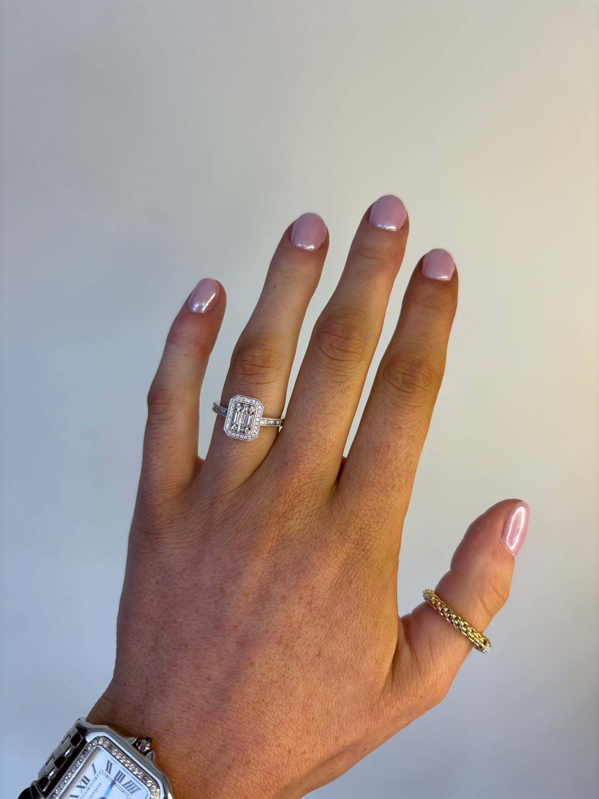 Anna - 18ct White Gold Emerald Cut Halo Earth Grown Diamond Ring