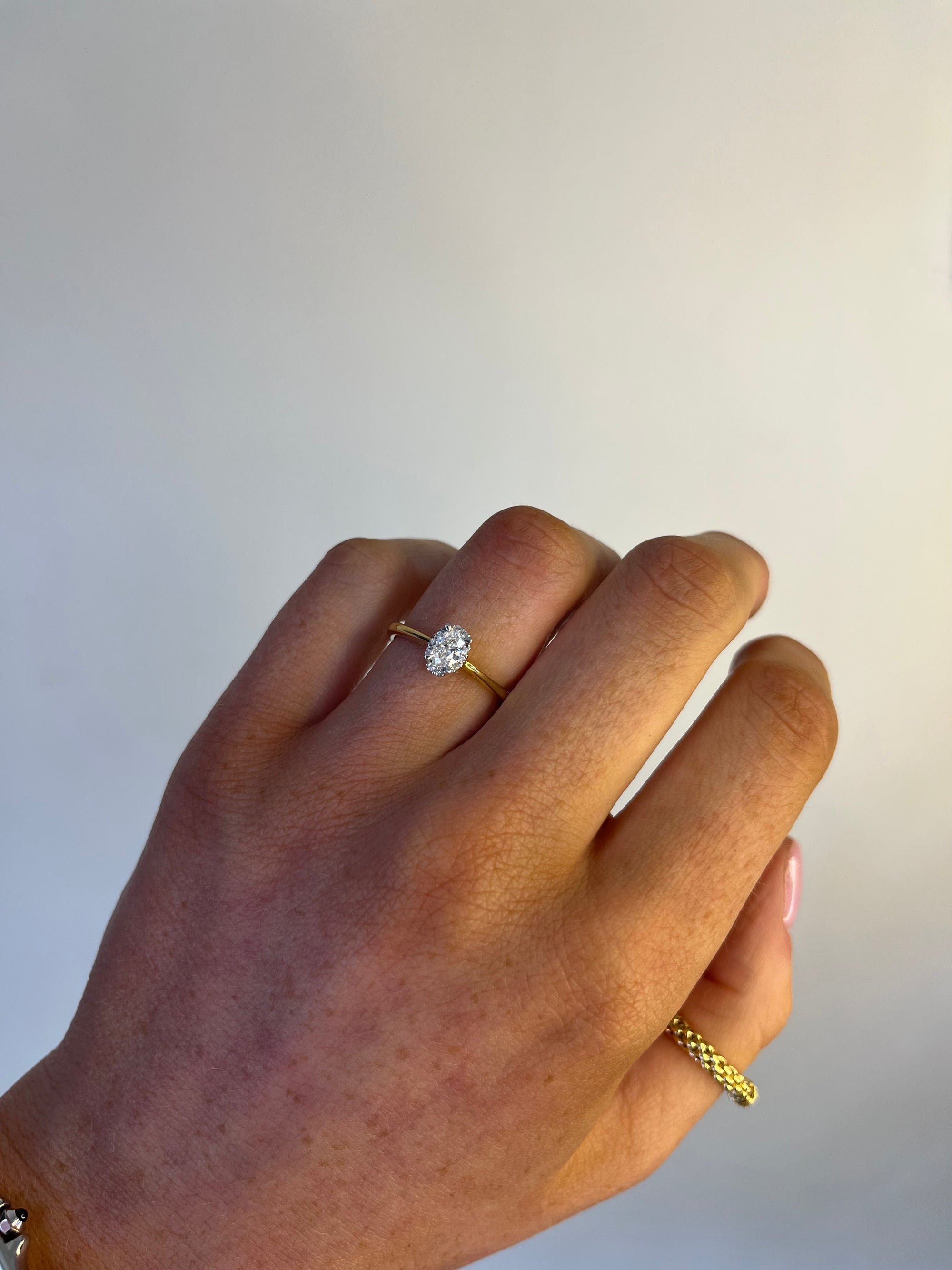 Evie - 18ct Yellow Gold Oval Halo Earth Grown Diamond Ring