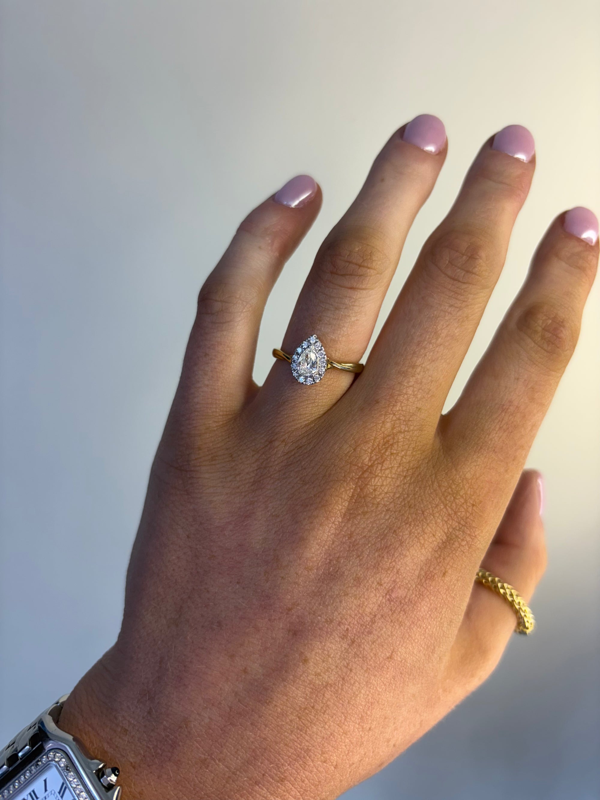 Sofia - Yellow Gold Pear Halo Twist Earth Grown Diamond Ring