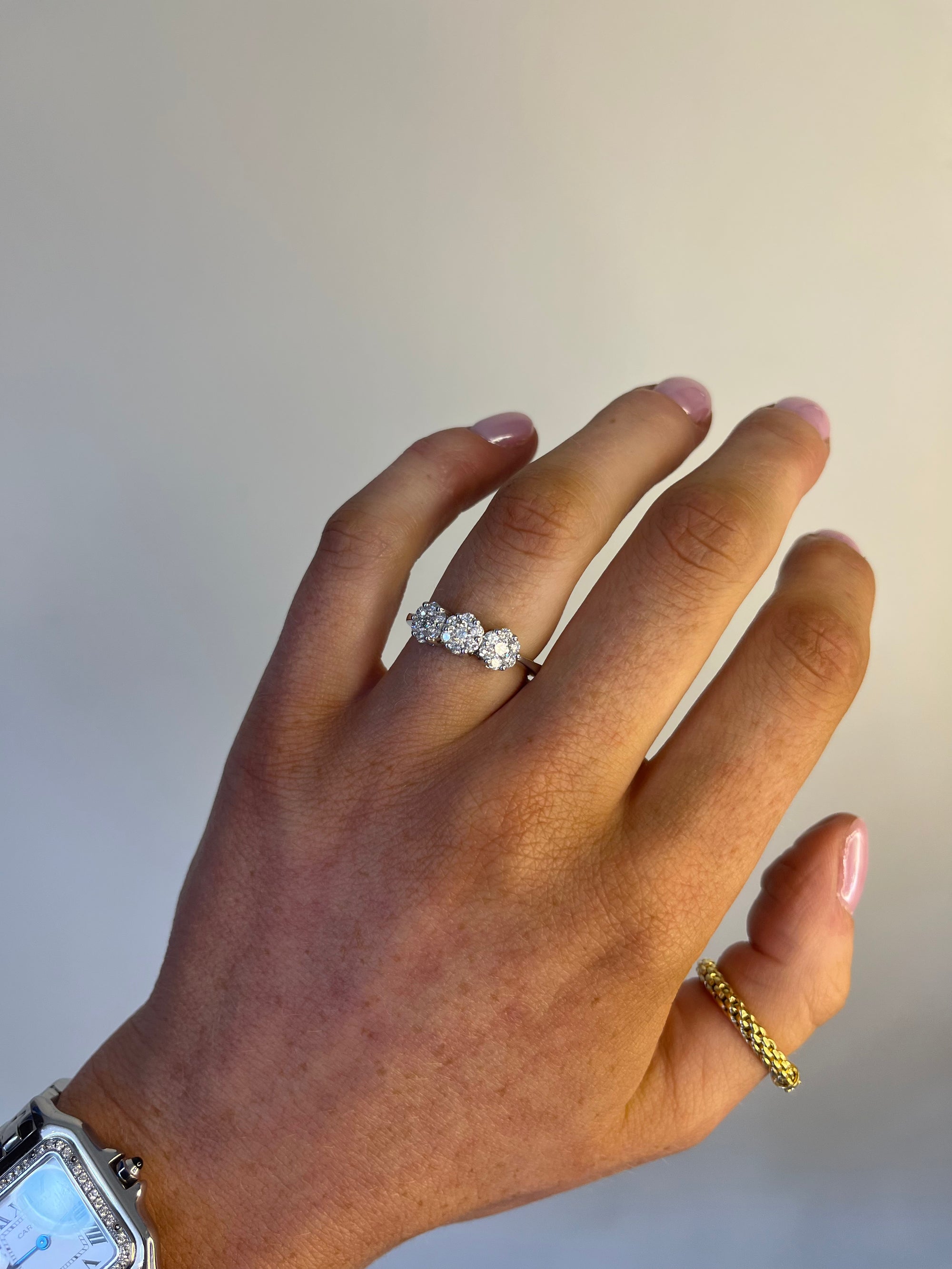Kim - Three Stone Cluster Earth Grown Diamond Ring