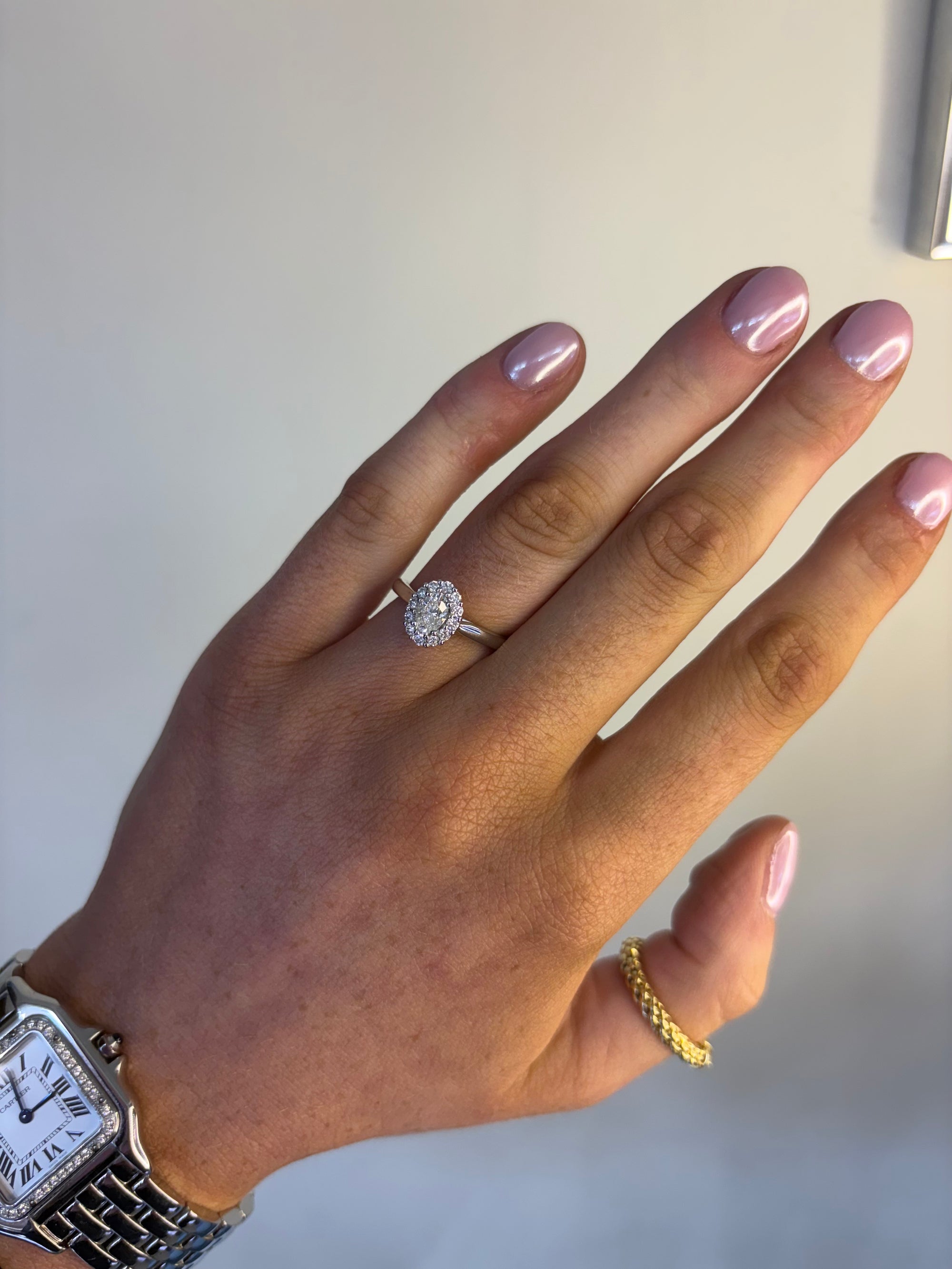Isabella - Platinum Oval Halo Earth Grown Diamond Ring