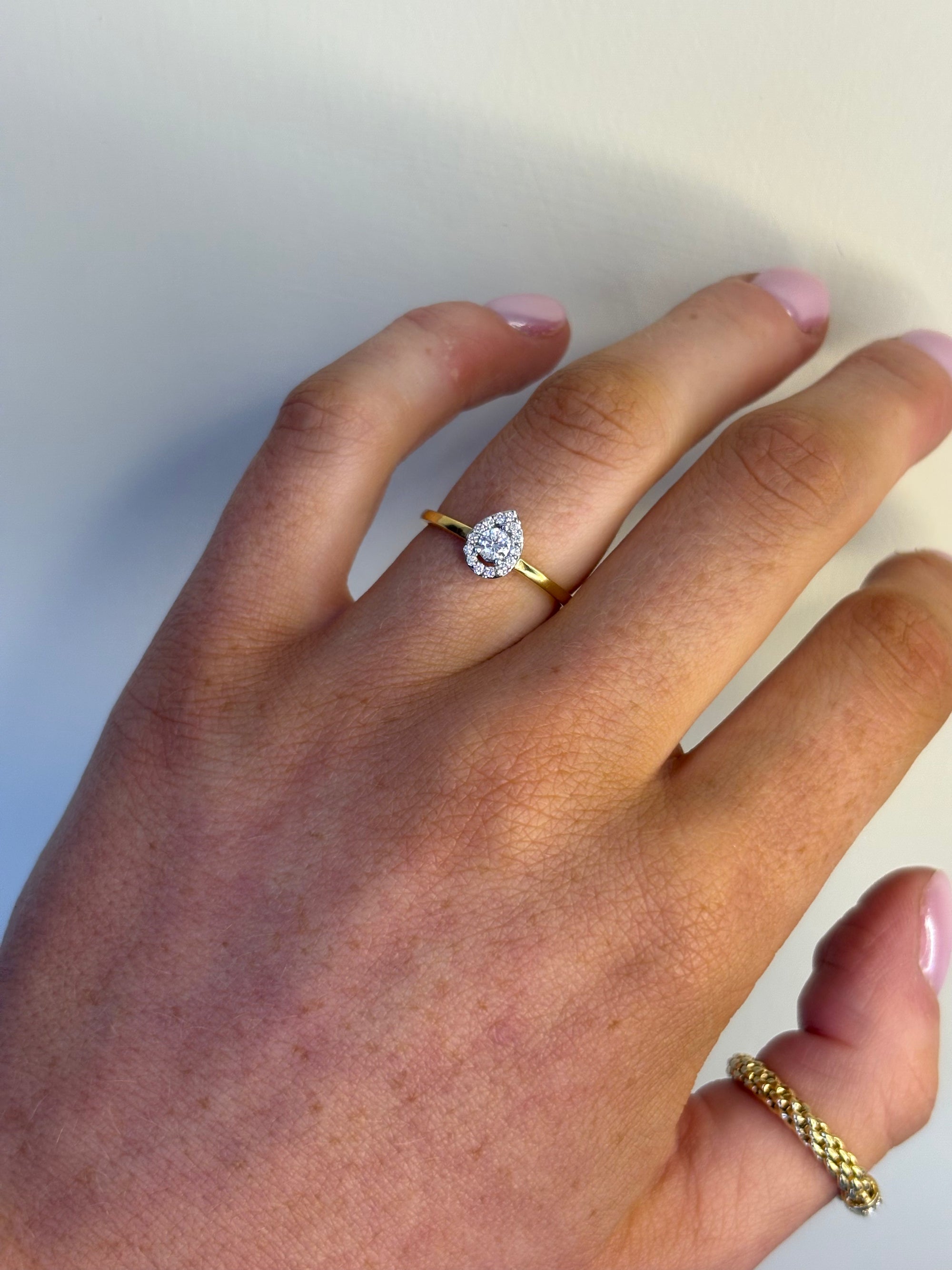 Hollie - Yellow Gold Pear Halo Earth Grown Diamond Ring